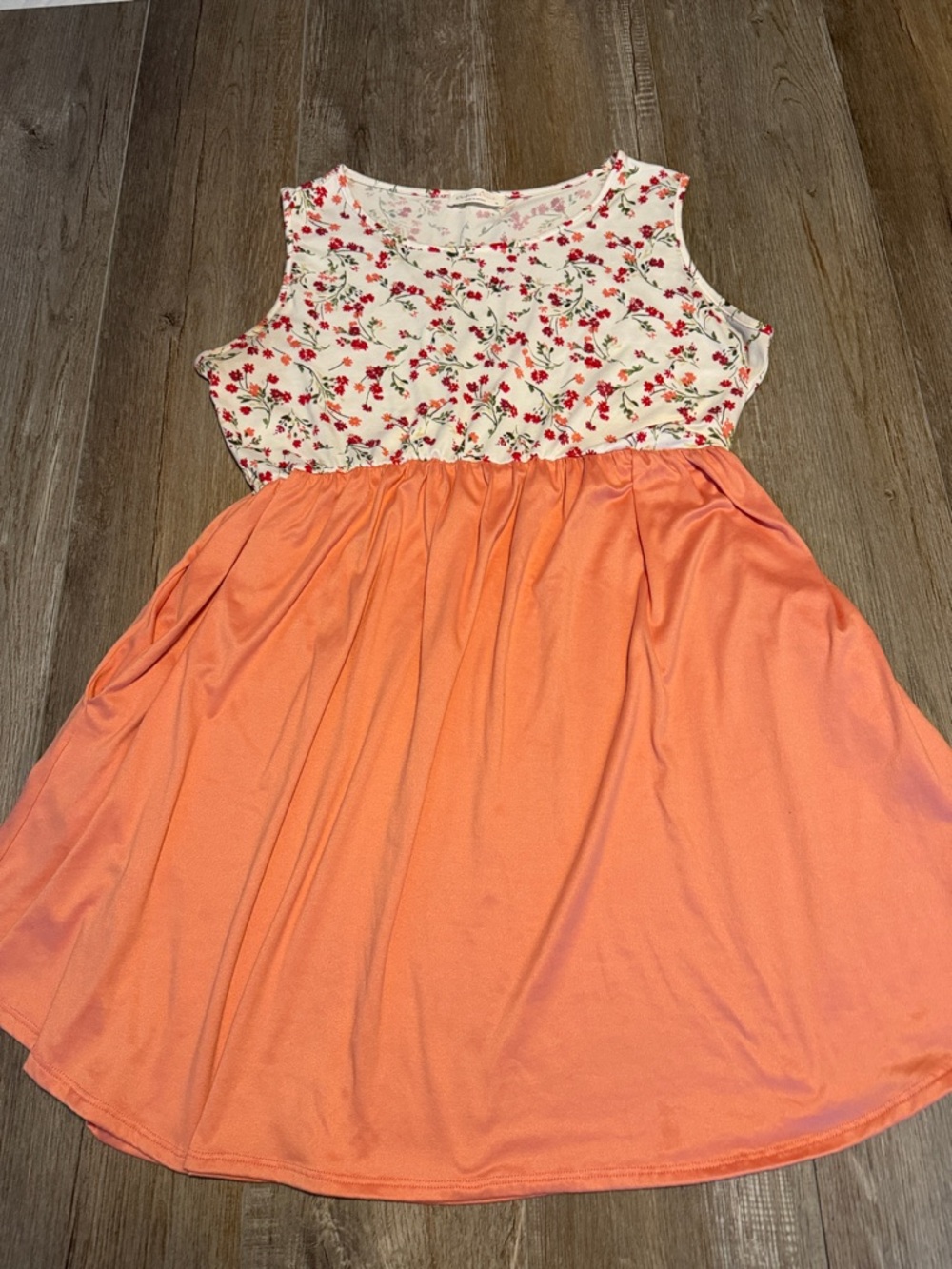 Perfect Peach Floral Bodice Peach Dress